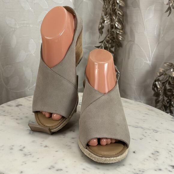Franco Sarto Julien Sandal‎ Cork Wedge Taupe Suede Espadrilles Size-8.5M Boho - Picture 3 of 17